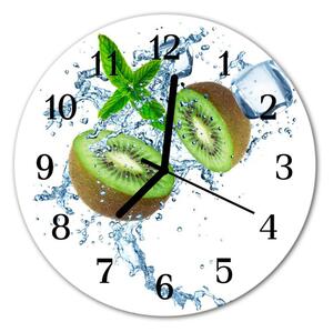Ceas de perete din sticla rotund Kiwi Alimente și băuturi verde