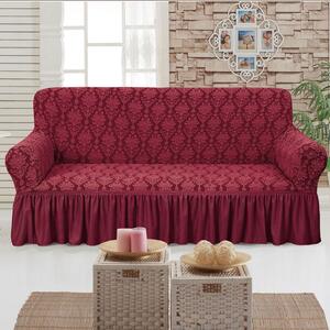 Husa elastică pentru canapea 3 locuri, model Jacquard, Bordo