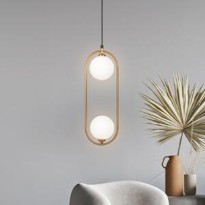 Maytoni Ring lampă suspendată 2 becuri alamă/alb, reglabil, Auriu / Alamă, Camera de zi / sufragerie, Metal, Modern, glob
