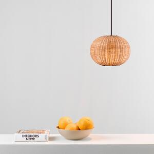 Suspensie Haka cu abajur din rattan, Ø 25 cm