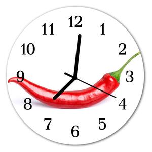 Ceas de perete din sticla rotund Chilli Bucătărie Roșu
