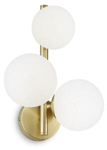 IDEAL LUX Aplică Perlage, alamă/alb, cu 3 becuri, Auriu / Alamă, Camera de zi / sufragerie, Metal