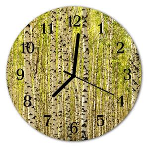 Ceas de perete din sticla rotund Mesteceni Peisaj Forestier Verde