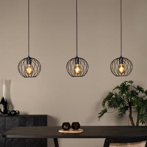 Lucide Danza lampă suspendată, 3 becuri, lungă, negru, reglabil, Negru, Camera de zi / sufragerie, Metal, Modern