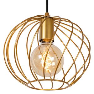 Lucide Danza lampă suspendată, 3 becuri, rotundă, auriu, reglabil, Auriu / Alamă, Camera de zi / sufragerie, Metal, Modern