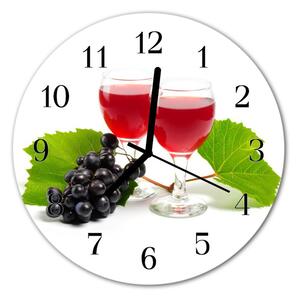 Ceas de perete din sticla rotund Vin Struguri Bucătărie Multi-colorat