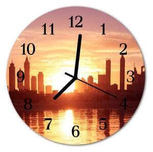 Ceas de perete din sticla rotund Skyline Orange City