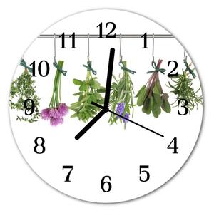 Ceas de perete din sticla rotund Ierburi Flori și Plante multicolori