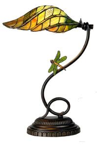 Clayre&Eef Leaf - lampă de masă elegantă, stil Tiffany, Multicolor, Camera de zi / sufragerie, Sticlă, Tiffany