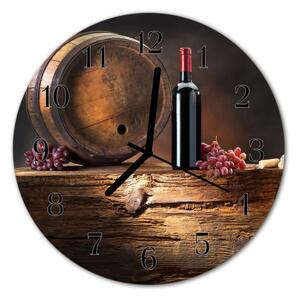 Ceas de perete din sticla rotund Vin Struguri Bucatarie Brun