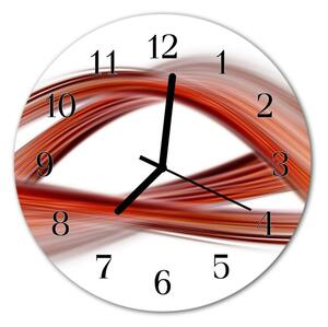 Ceas de perete din sticla rotund Abstract Lines Art Red
