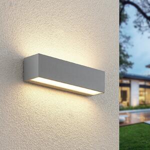 Lucande Aplică de perete LED Lengo, 25 cm, argintiu, 2 becuri, IP65