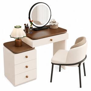 Set VERONA – Masă de toaletă pentru machiaj, oglindă iluminată LED, control touch, trei tipuri culoare, scaun, 80 cm