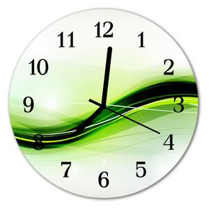 Ceas de perete din sticla rotund Abstract Lines Art Green