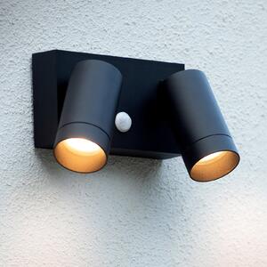 Lucide Spot de perete în aer liber Taylor Sensor, 2 becuri negru, reglabil, Negru, Metal, Modern