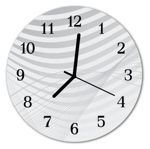 Ceas de perete din sticla rotund Abstract Lines Art Gray