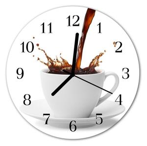 Ceas de perete din sticla rotund Ibric de cafea Bucatarie Alb, Brun