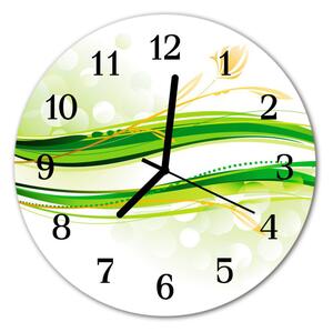 Ceas de perete din sticla rotund Abstract Lines Art Green