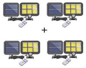 Set 4 x Proiector solar 120 LED, 50 W, senzor de miscare, telecomanda