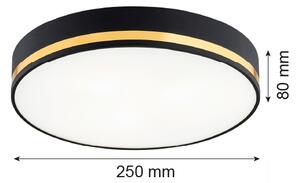 Plafonieră AMORE 2xE27/15W/230V diametru 25 cm neagră/aurie Argon 7040
