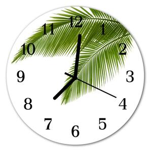 Ceas de perete din sticla rotund Frunze de palmier Flori și plante verzi