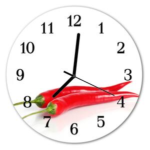 Ceas de perete din sticla rotund Chillies Bucătărie Roșu