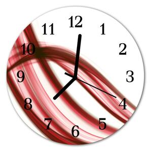 Ceas de perete din sticla rotund Abstract Lines Art Red