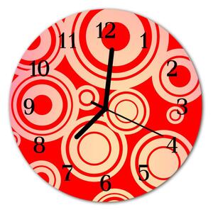 Ceas de perete din sticla rotund Cercuri Red Art Red