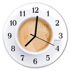 Ceas de perete din sticla rotund Ibric de cafea Bucătărie bej, alb