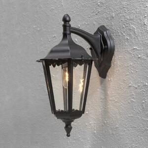 Konstsmide Aplică de exterior Firenze, negru, soclu inferior, 48 cm, reglabil, Negru, Sticlă, Casă de țară / Rustic, Felinar
