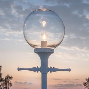 Konstsmide Lampadar Orion, alb, cu abajur glob clar, reglabil, Alb, Metal, Glob pentru exterior