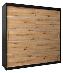 Dulap de haine 250 cm Verika 1 250 (negru + stejar artisan). 1063747