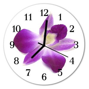 Ceas de perete din sticla rotund Flori Orhidee Flori & Plante roz