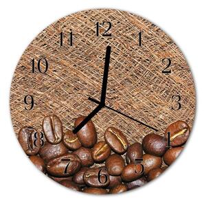 Ceas de perete din sticla rotund Boabe de cafea Bucătărie Brun