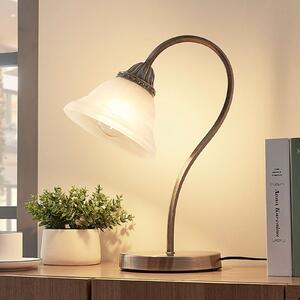 Lindby Mialina lampă de masă, 42 cm, alb, sticlă, metal