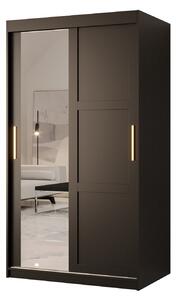 Dulap de haine Riven 2 100 (mat negru) (cu oglindă). 1064168