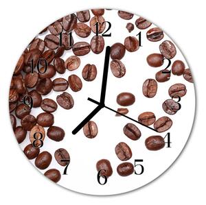 Ceas de perete din sticla rotund Boabe de cafea Bucătărie Brun