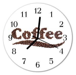 Ceas de perete din sticla rotund „“ Cafea“Bucatarie Brun, Alb