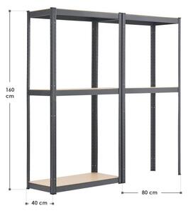 Juskys Set 2 rafturi - 160 x 80 x 40 cm - gri