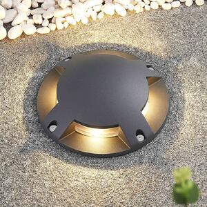 Lindby LED spot de podea Cormac, 4 becuri, Ø 21 cm, IP67, Negru, Aluminiu, Modern