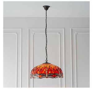 Endon 64082 - Lustru suspendat cu lanț Tiffany DRAGONFLY 3xE27/60W/230V diametru 50 cm