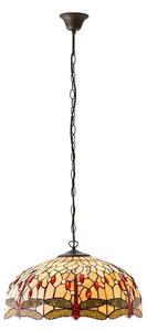 Endon 64079 - Candelabru pe lanț Tiffany DRAGONFLY 3xE27/60W/230V pr. 50 cm