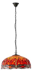 Endon 64082 - Lustru suspendat cu lanț Tiffany DRAGONFLY 3xE27/60W/230V diametru 50 cm
