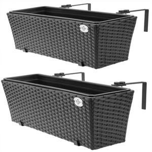 Deuba Ghiveci Polyrattan negru 2 buc