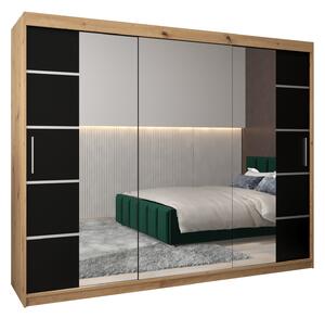 Dulap de haine 250 cm Verika 4 250 (stejar artisan + negru). 1064316