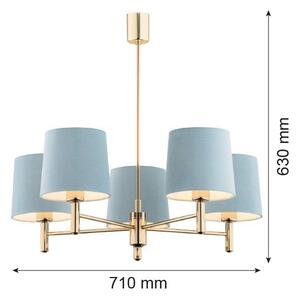 Brilagi - Candelabru pe tijă MONTE, 5 x E27, 15 W, 230 V, albastru/auriu