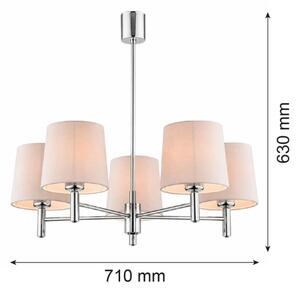 Brilagi - Lustru cu tijă MONTE 5xE27/60W/230V bej/crom lucios