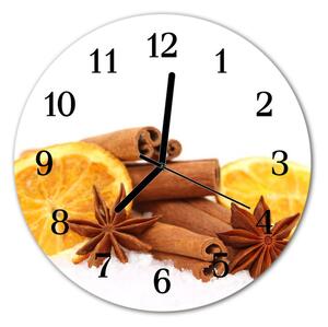 Ceas de perete din sticla rotund Vanilie Lemon Food and Drinks Brown, galben