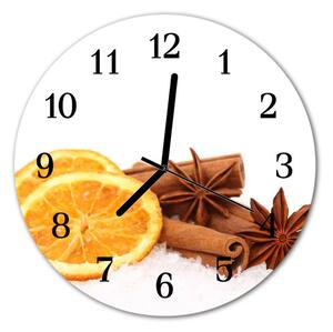 Ceas de perete din sticla rotund Lemon Vanilie Alimente și băuturi galben, maro