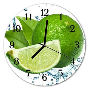 Ceas de perete din sticla rotund Lime Green Fruit